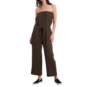 Velvet by Graham & Spencer Georgie Jumpsuit Cotton Gauze Olive Green Size XS